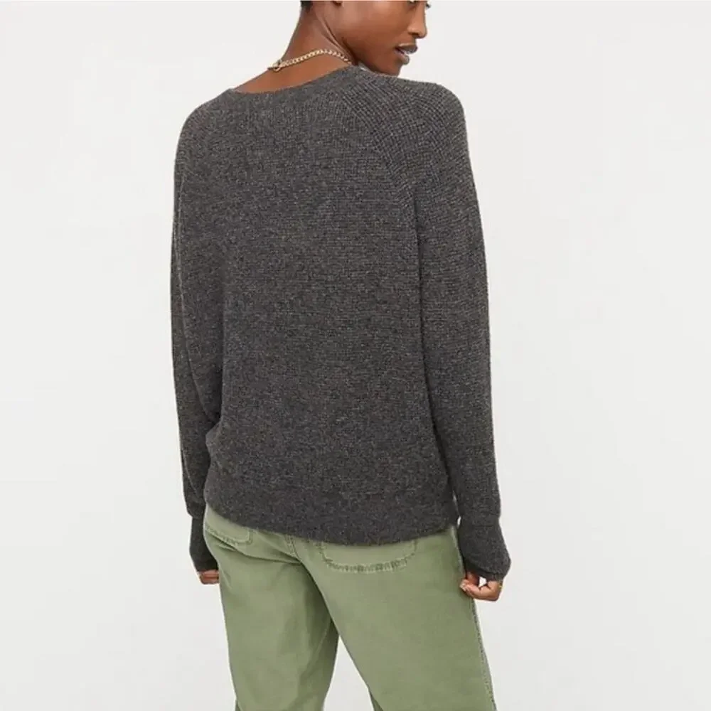 J. Crew Merino Wool Alpaca Waffle Crewneck Sweater in Supersoft Yarn Size Medium